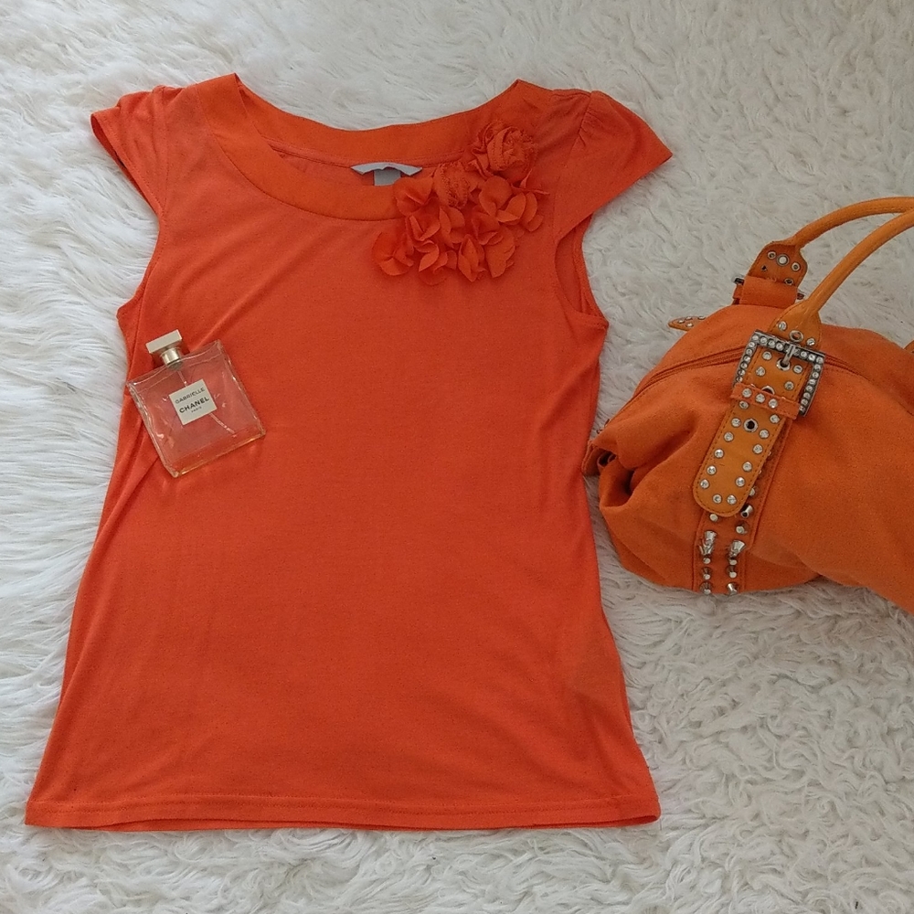 H&M orange flower top